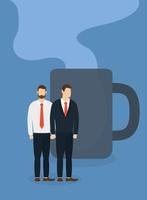 Corporate businessmen with coffee mug vector design