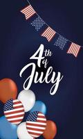 4th of July celebration design with balloons vector