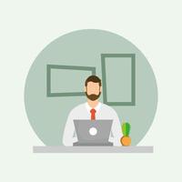 Businessman working on the laptop vector