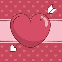 Valentines day heart with arrow vector design