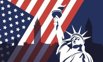 4th of July celebration design with statue of liberty vector