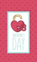 Valentine's day card design with heart padlock vector