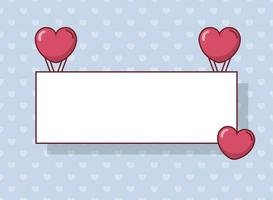 Valentines day frame with hearts balloons vector design