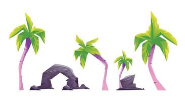 Set coconut tree colorfull vector