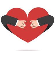 businessman wrapping little fingers on heart vector