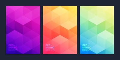 Geometric gradient background collection with 3D cubes vector