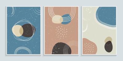 Abstract wall art posters with minimal organic shapes set
