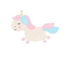 Magic unicorn childish illustration. Stay unique text with fairy pony. Vector scandinavian Illustration. Perfect for baby and kids design, t-shirt print, nursery decoration, poster, greeting card.