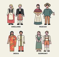 world traditional costume character. vector