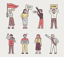 Protesting people character collection. vector