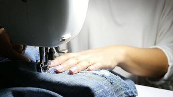 Woman Using Sewing Machine Doing Patchwork video