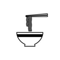 tazón de sopa de fideos ramen con icono de palillos. tazón de icono de fideos ramen. vector