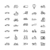 Set icon transportation lineal style vector