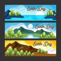 Flat Color for Happy Earth Day Banner Set vector