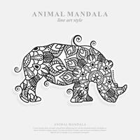 Rhino Mandala. Vintage decorative elements. Oriental pattern, vector illustration.