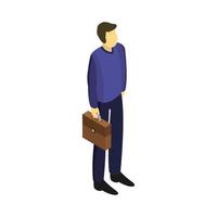 Isometric Man with Work Suitcase On White Background vector