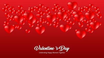 red flying balloons valentines day card vector