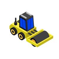 Isometric Road Roller On White Background vector