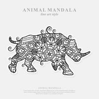 Rhino Mandala. Vintage decorative elements. Oriental pattern, vector illustration.