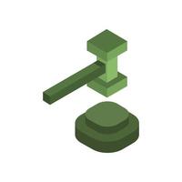 Judge Hammer Isometric On White Background vector