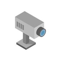 Isometric Video Surveillance Camera On White Background vector