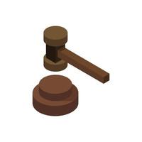 Judge Hammer Isometric On White Background vector
