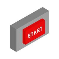 Isometric Start Button On White Background