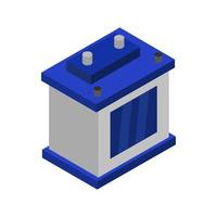 Isometric Car Battery On White Background. vector