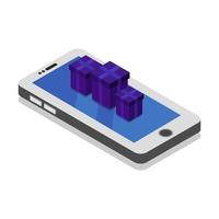 Sending Gift With Isometric Smartphone On White Background vector