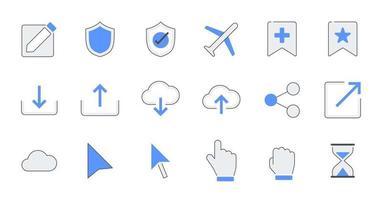 Filled outline essential UI Icon set. vector