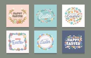 Set of Colorful Easter Egg Decoration For Social Media vector