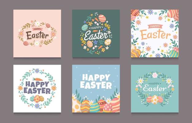 Set of Easter Greeting For Social Media Post