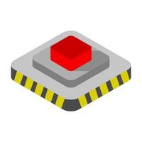 Isometric Alarm Button On White Background vector