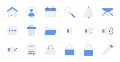 Flat essential UI Icon set. vector