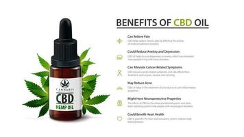 White template of Medical uses for CBD oil, benefits of use CBD oil. vector