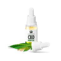 Glass transparent bottle of Medical CBD oil and hemp leaf with pipette isolated on white background. vector