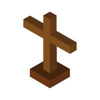 Isometric Religious Cross On White Background vector