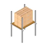 Estante con caja isométrica sobre fondo blanco. vector