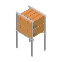 Estante con caja isométrica sobre fondo blanco. vector