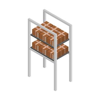 Shelf With Isometric Box On White Background vector
