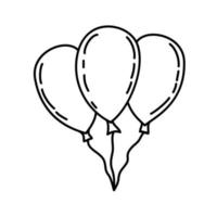 icono de globos. doddle dibujado a mano o estilo de icono de contorno negro vector