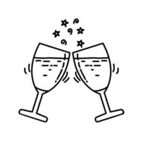 Champagne Icon. Doddle Hand Drawn or Black Outline Icon Style vector