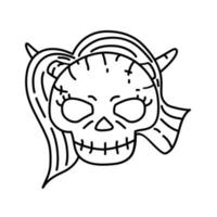 Devil Woman Icon. Doodle Hand Drawn or Black Outline Icon Style vector