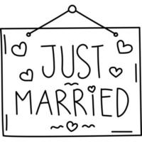 Just Married Icon. Doddle Hand Drawn or Black Outline icon Style. Vector Icon