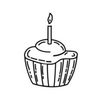 icono de muffin. doddle dibujado a mano o estilo de icono de contorno negro vector