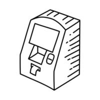 icono de cajero automático. Doodle dibujado a mano o estilo de icono de contorno vector