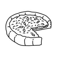 icono de pizza de plato hondo. Doodle dibujado a mano o estilo de icono de contorno vector