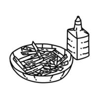 Fries with Vinegar Icon. Doodle Hand Drawn or Outline Icon Style vector