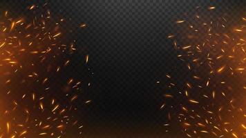 Fire flying sparks with a dark background vector