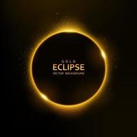 Eclipse de oro abstracto de luz sobre un fondo oscuro vector
